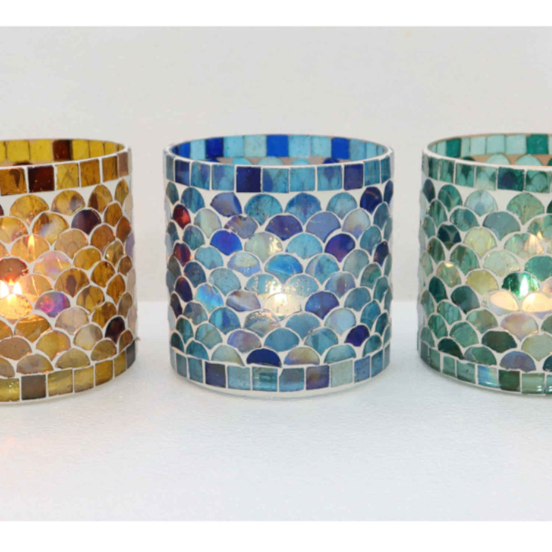 Oosterse mozaïek windlicht Athene M set van 5