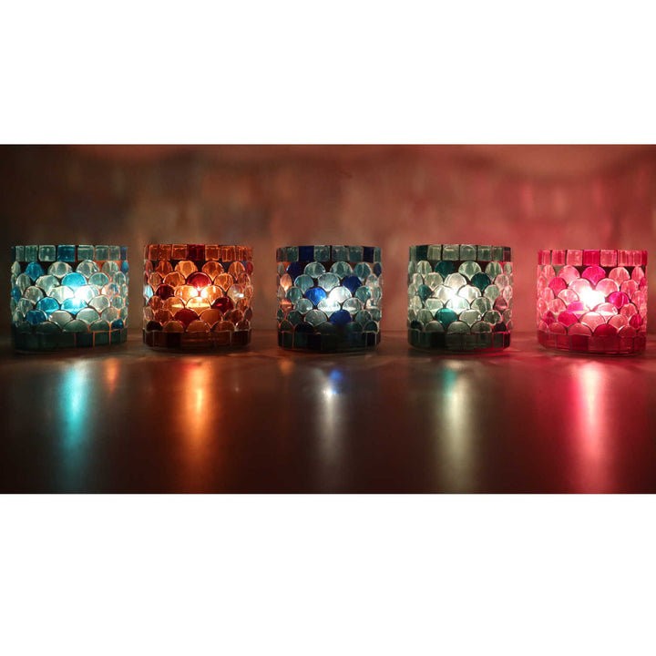 Oosterse mozaïek windlicht Athene S set van 5