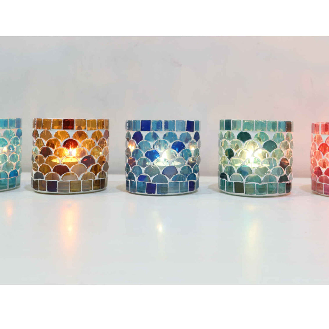 Oosterse mozaïek windlicht Athene S set van 5