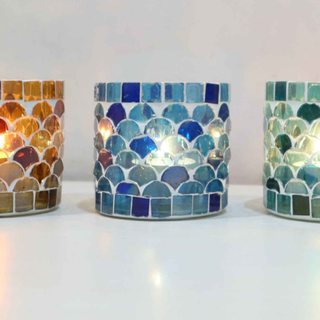 Oosterse mozaïek windlicht Athene S set van 5