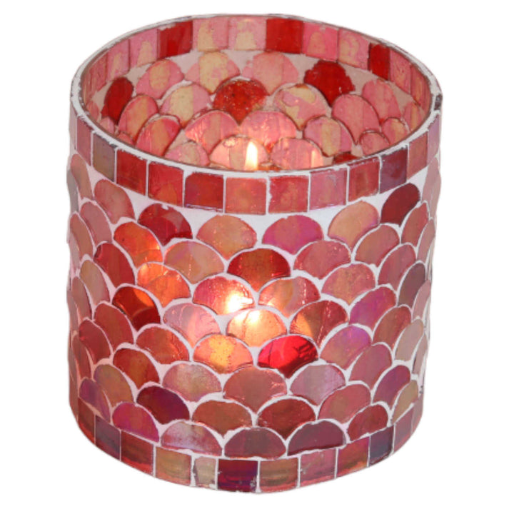 Oosterse mozaïek windlicht Athene rood