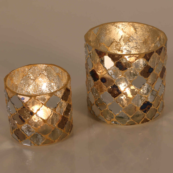Oosterse mozaïek windlicht Athene goud