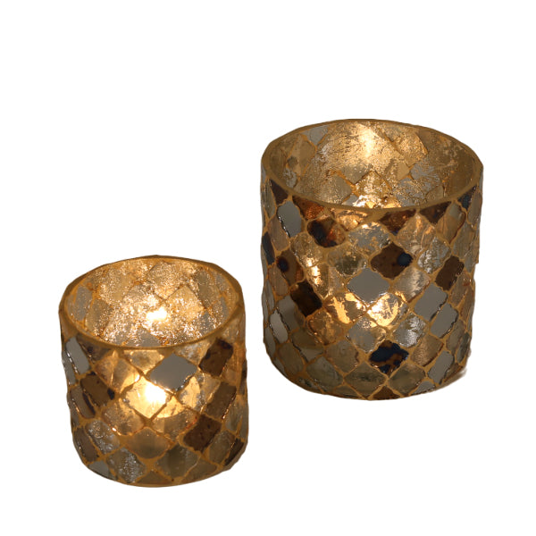 Oosterse mozaïek windlicht Athene goud