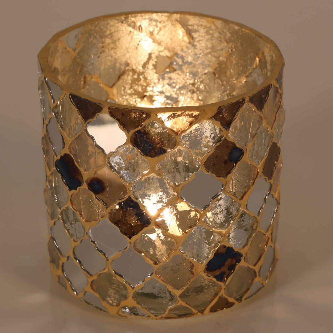 Oosterse mozaïek windlicht Athene goud