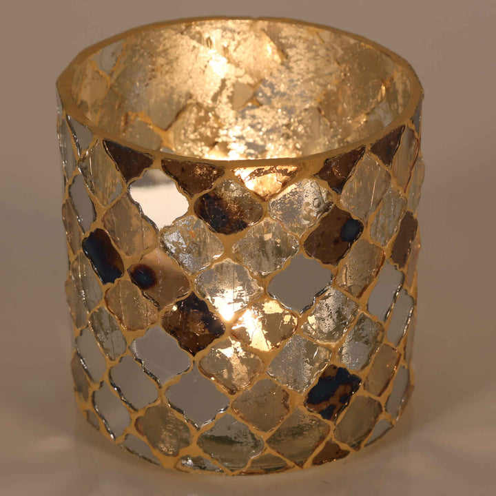 Oosterse mozaïek windlicht Athene goud