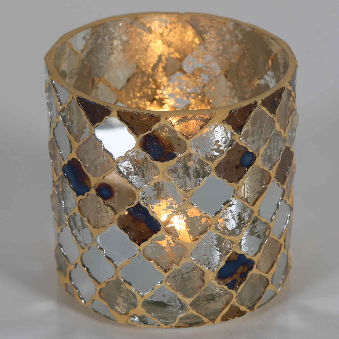 Oosterse mozaïek windlicht Athene goud