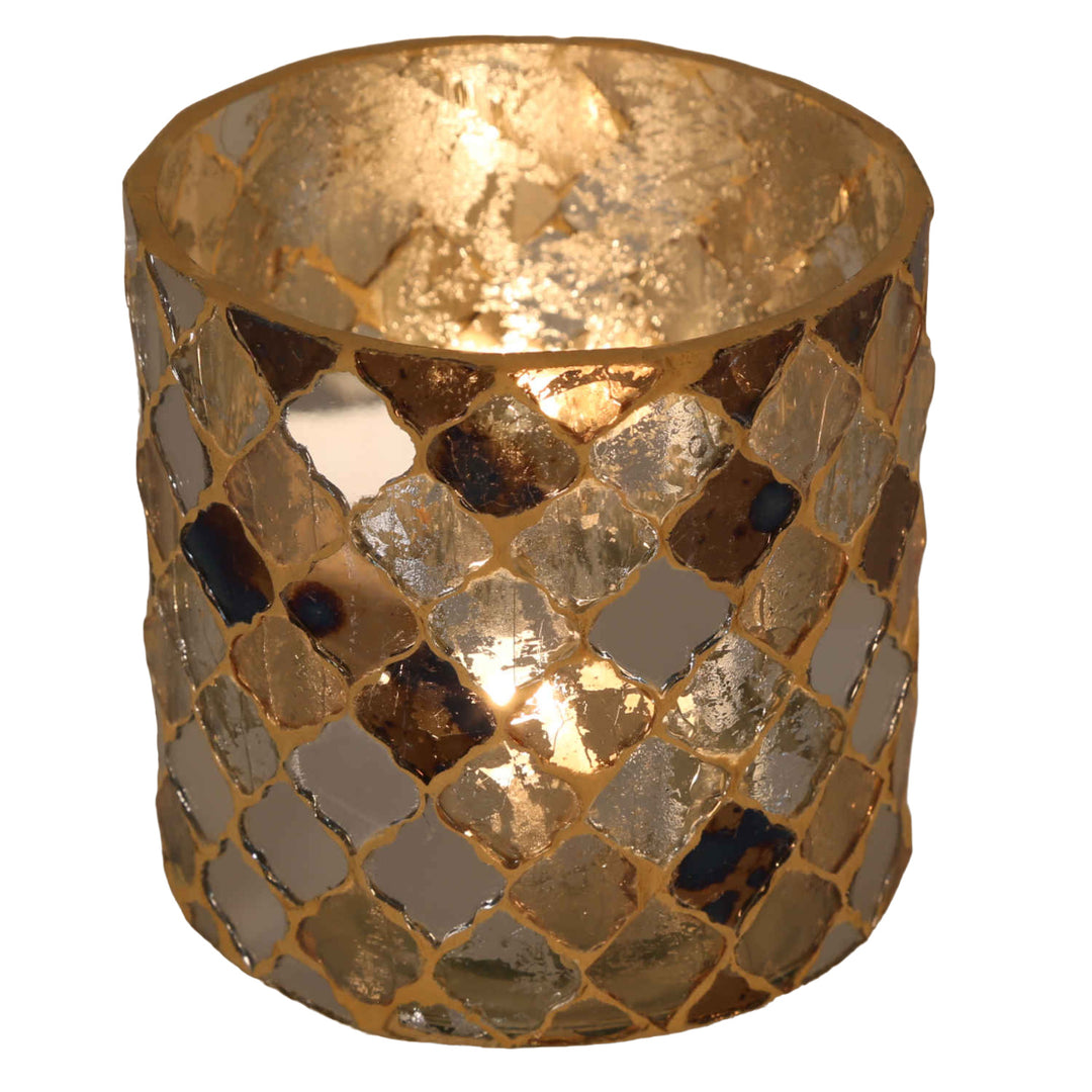 Oosterse mozaïek windlicht Athene goud