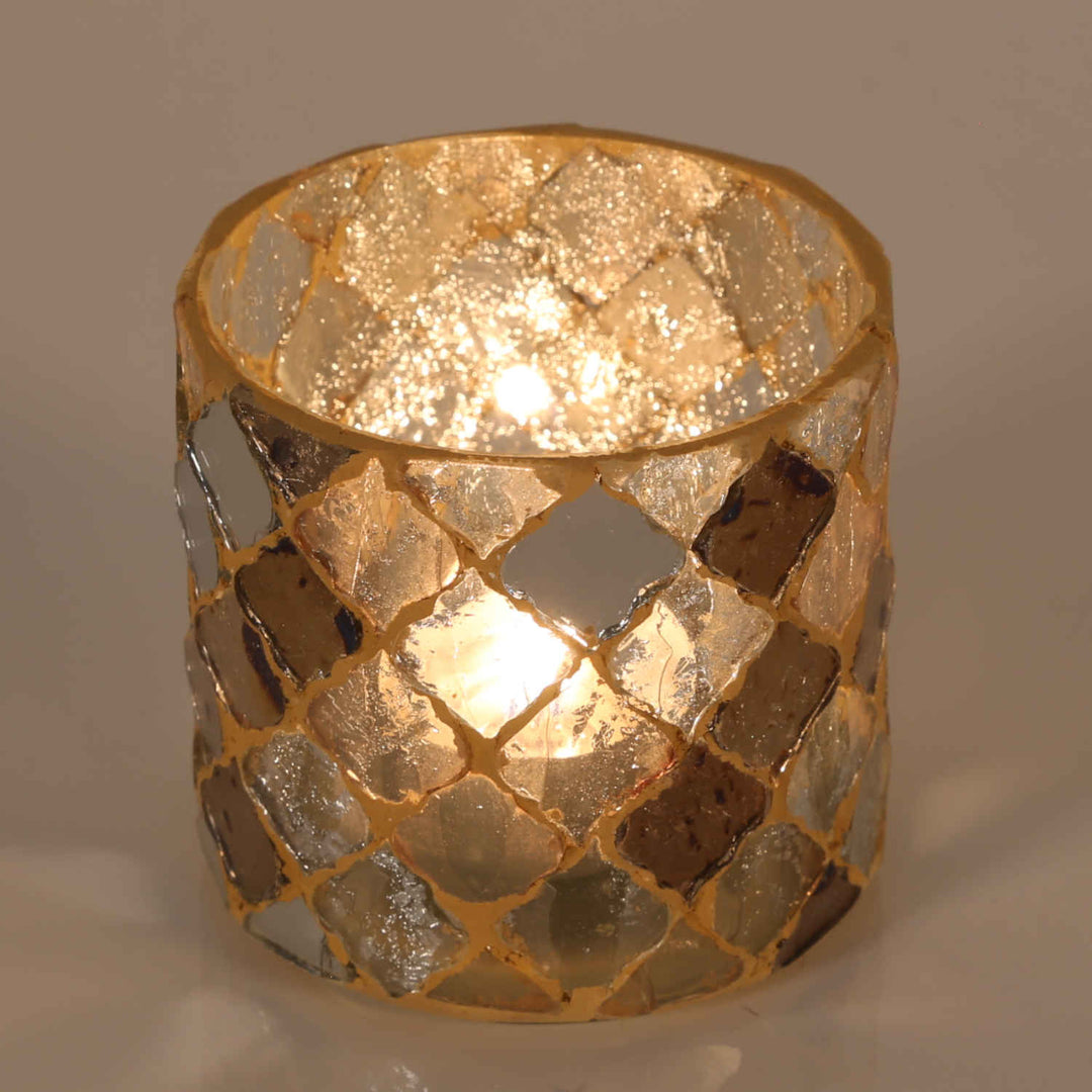 Oosterse mozaïek windlicht Athene goud