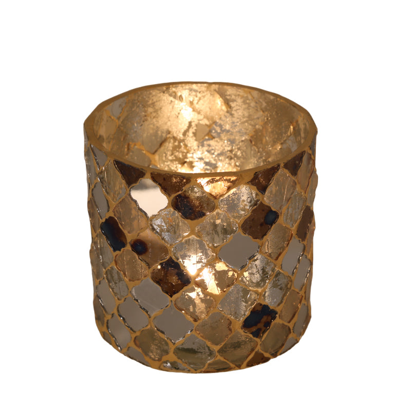 Oosterse mozaïek windlicht Athene goud