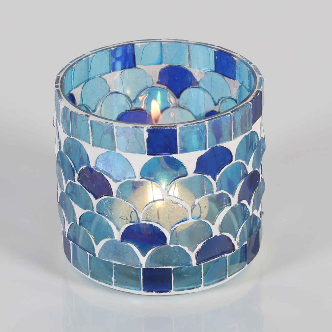 Oosterse mozaïek windlicht Athene donkerblauw
