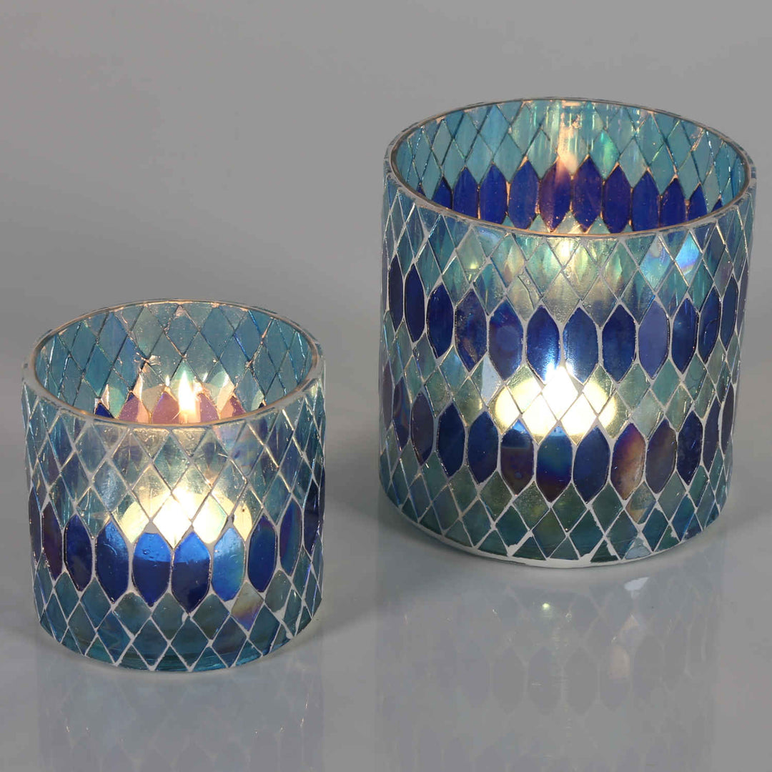Marokkaanse mozaïek windlicht Rayan donkerblauw