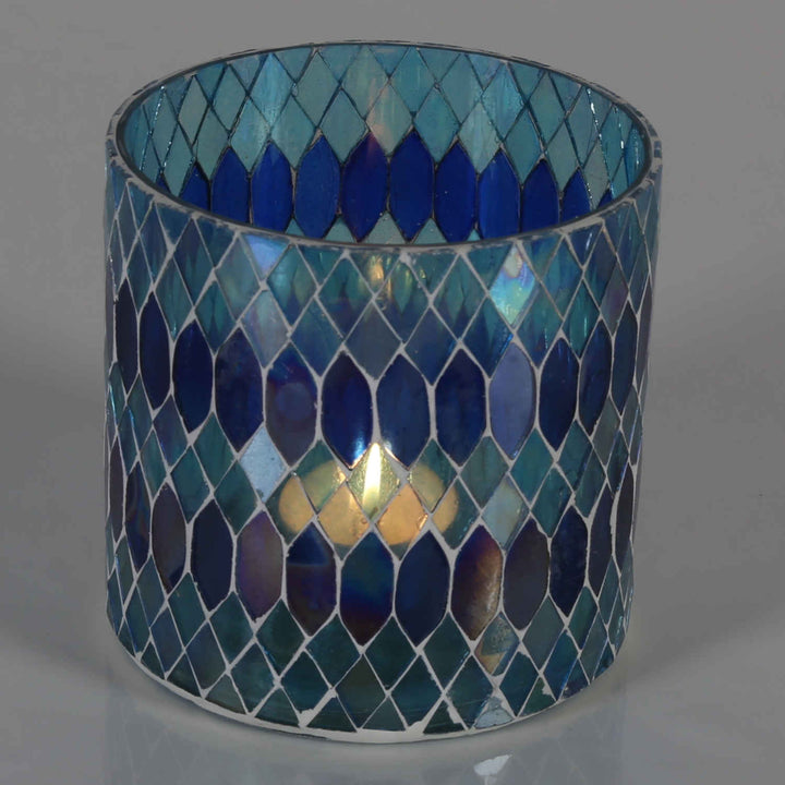 Marokkaanse mozaïek windlicht Rayan donkerblauw