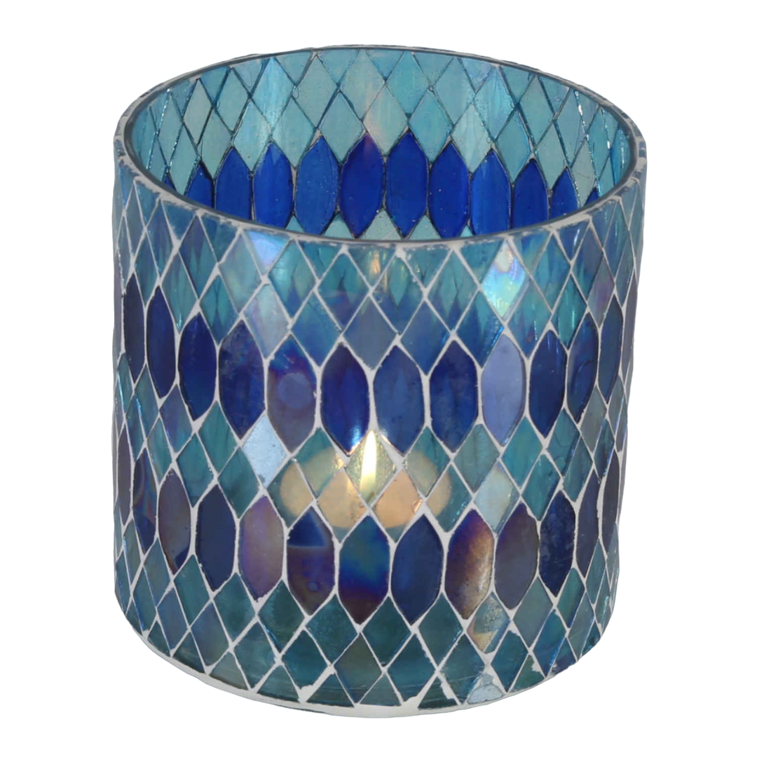Marokkaanse mozaïek windlicht Rayan donkerblauw