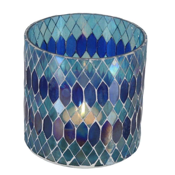 Marokkaanse mozaïek windlicht Rayan donkerblauw