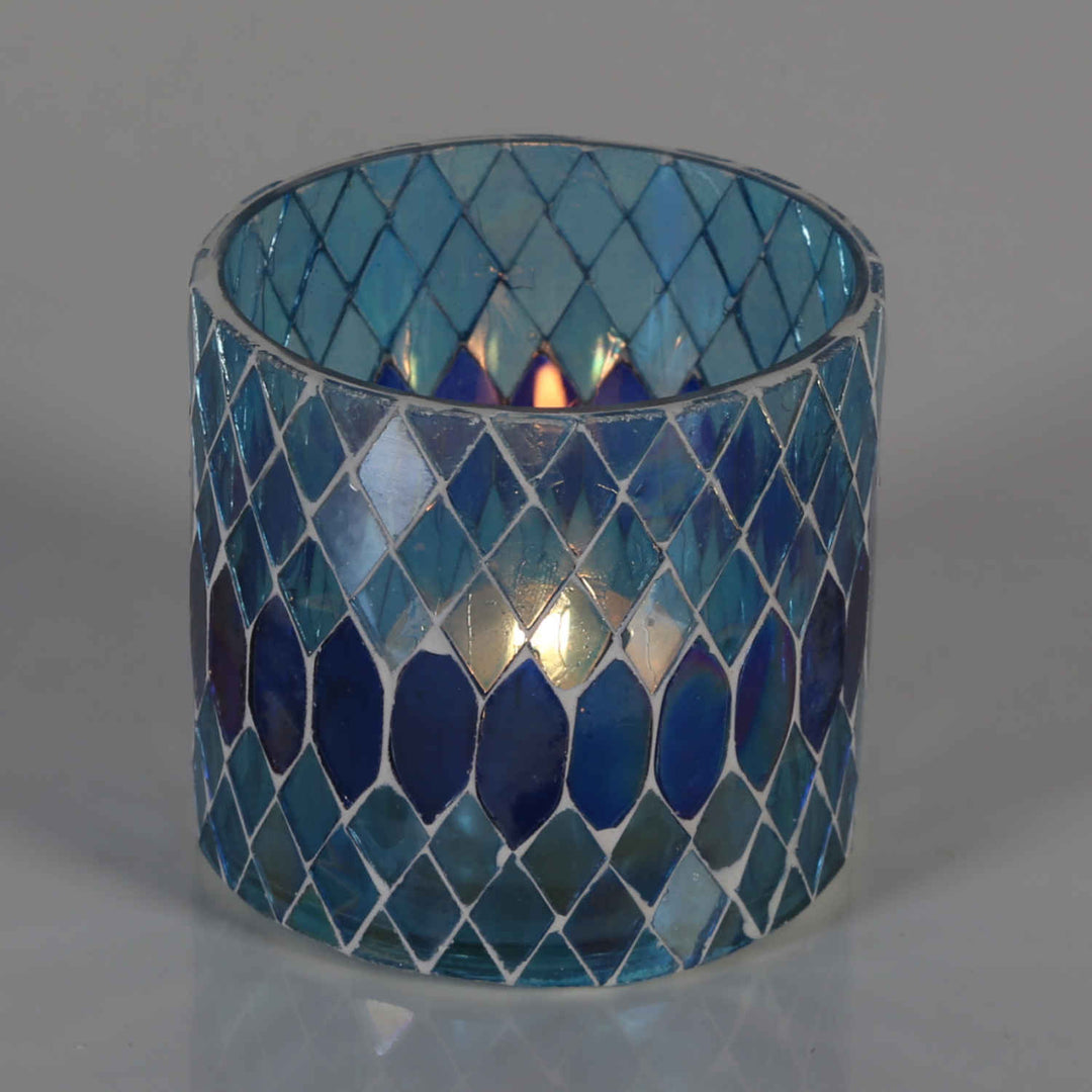 Marokkaanse mozaïek windlicht Rayan donkerblauw