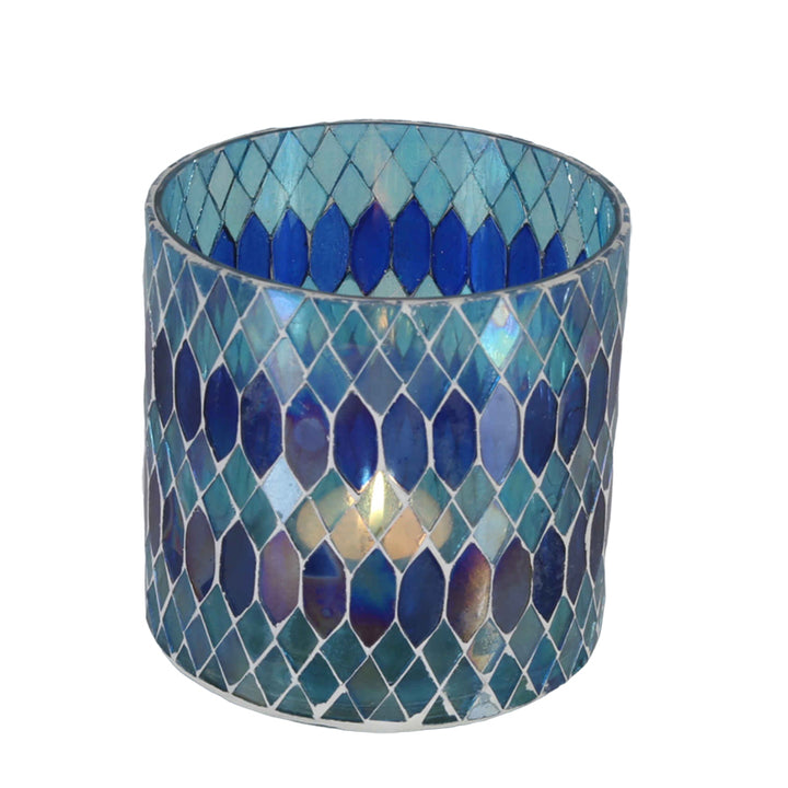 Marokkaanse mozaïek windlicht Rayan donkerblauw