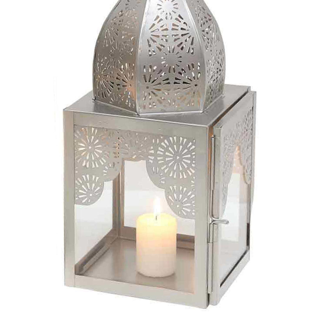 Oosterse windlicht Modena zilver M