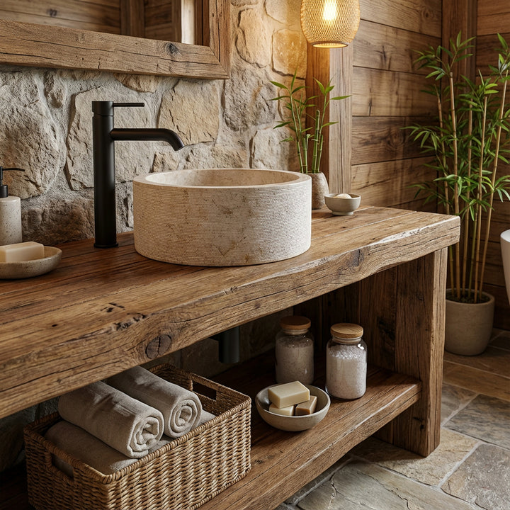 Wastafel gemaakt van steen